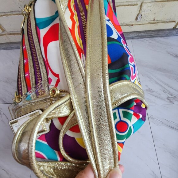 Euc Coach Poppy Graffitti Pop Art Signature Tote Bag w/Wallet - Picture 5 of 17